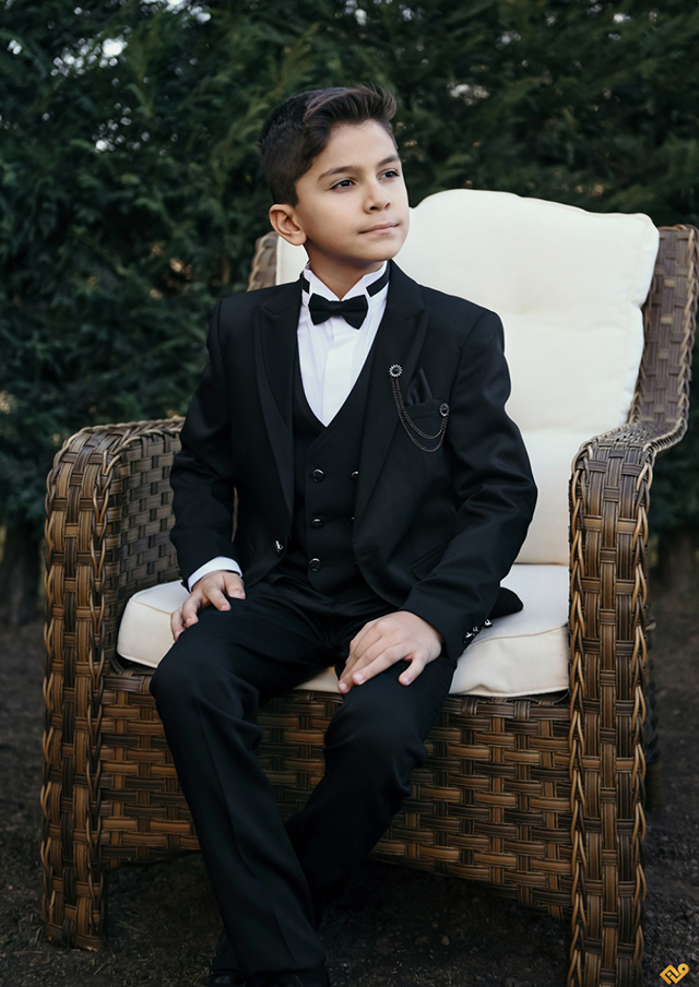 İnce Parçalı Şal Yaka Çocuk Damatlık