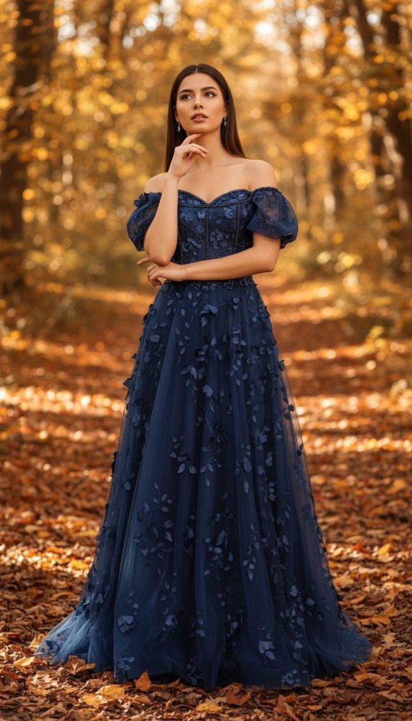 Frau-blaues-Kleid